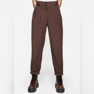 Disturbia Marwood Acorn Embroidered Button Up Waist Balloon Trouser